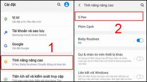 Chọn tính năng nâng cao và chọn S Pen