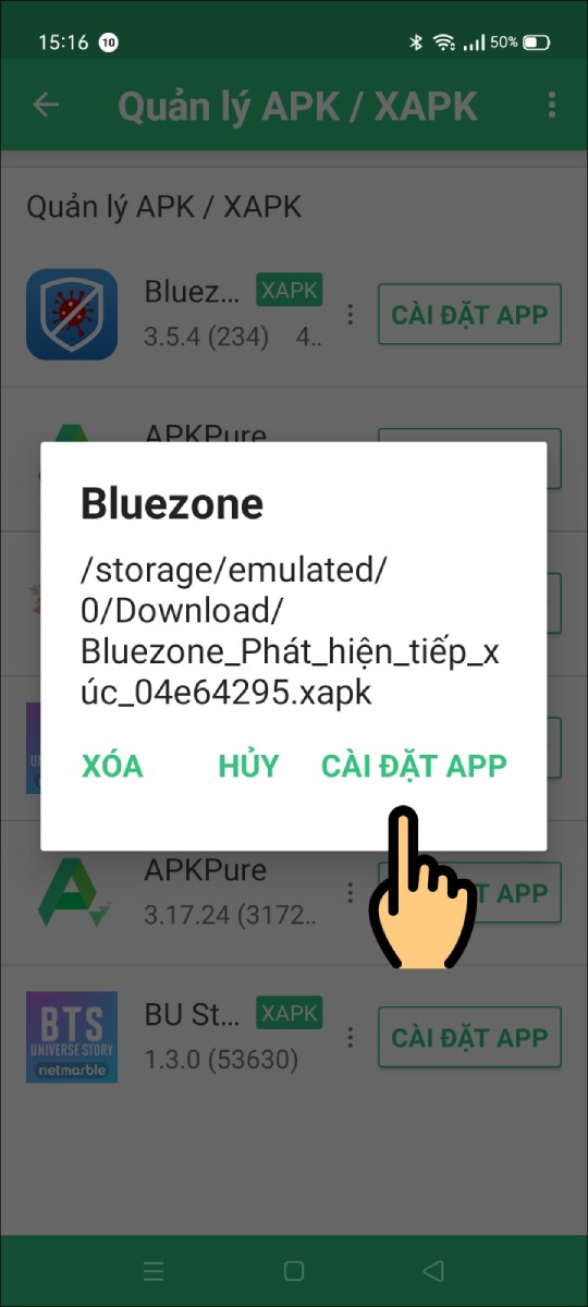 Nhấn nút Cài đặt App Nhấn nút Cài đặt App