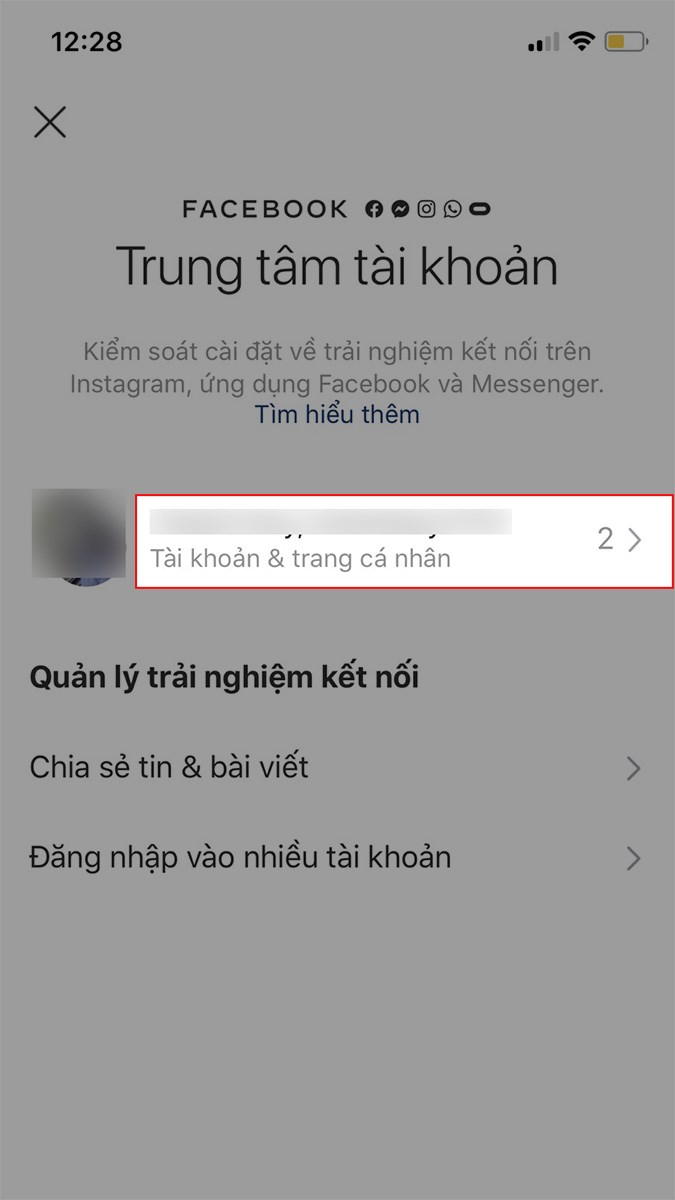 Chọn Tài khoản & trang cá nhân Chọn Tài khoản & trang cá nhân