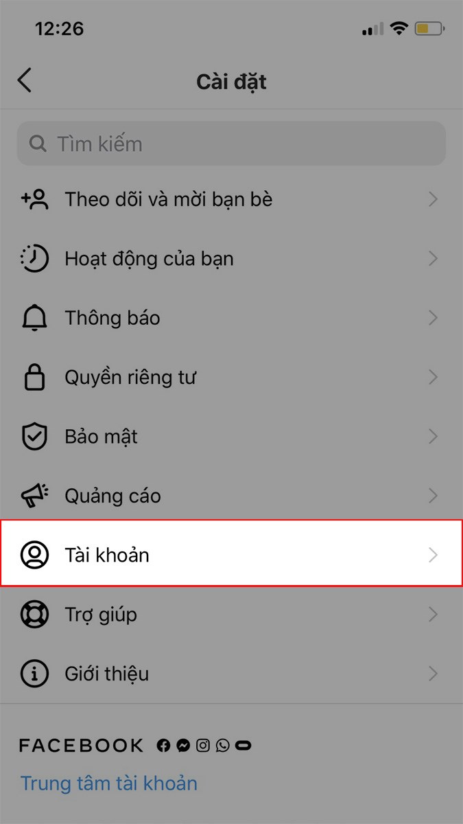 Chọn Tài khoản Chọn Tài khoản