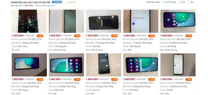 Samsung Galaxy A02 cũ giảm giá Samsung Galaxy A02 cũ giảm giá