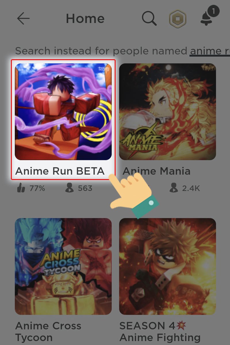 Vào Roblox và chọn Anime Run Beta Vào Roblox và chọn Anime Run Beta