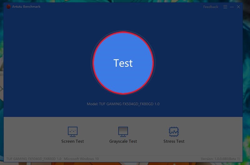 Chọn Test để bắt đầu đo điểm Antutu Chọn Test để bắt đầu đo điểm Antutu