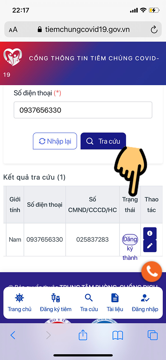 Trạng thái hồ sơ đăng ký tiêm vắc-xin Trạng thái hồ sơ đăng ký tiêm vắc-xin