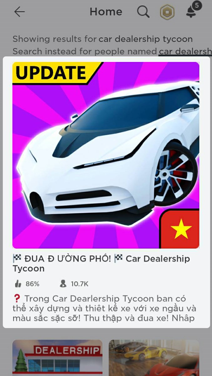 Chọn Car Dealership Tycoon. Chọn Car Dealership Tycoon.