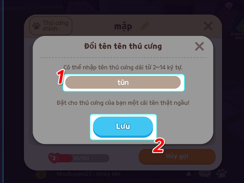 Điền tên và lưu Điền tên và lưu