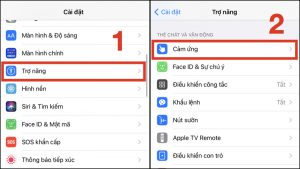 Truy cập mục Cảm ứng