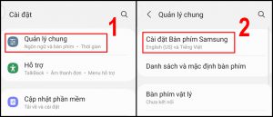 Chọn Cài đặt Bàn phím Samsung trong Quản lý chung