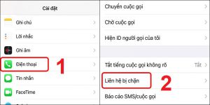 Chọn Liên hệ bị chặn trong mục Điện thoại