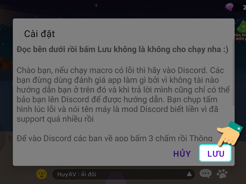 Lưu cài đặt Lưu cài đặt
