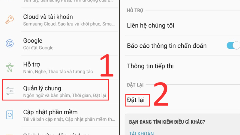 Chọn Quản lý chung và chọn Đặt lại