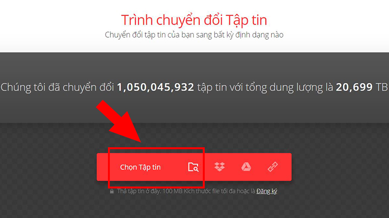 Tải lên tập tin PDF cần chuyển đổi