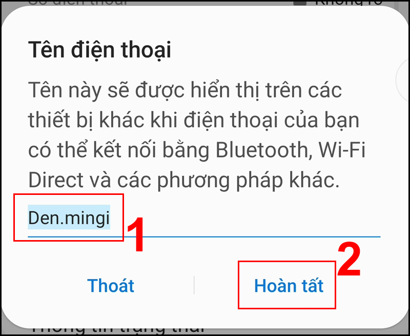 Đổi tên điện thoại và chọn Hoàn tất để hoàn thành