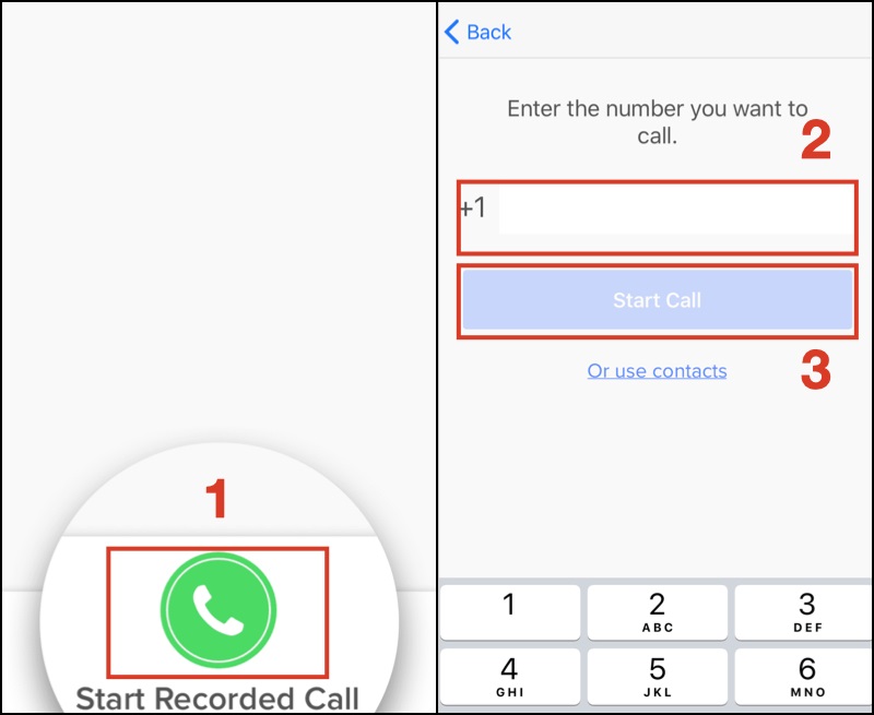 Truy cập ứng dụng Rev Call Recorder, nhấn Start Recorded Call