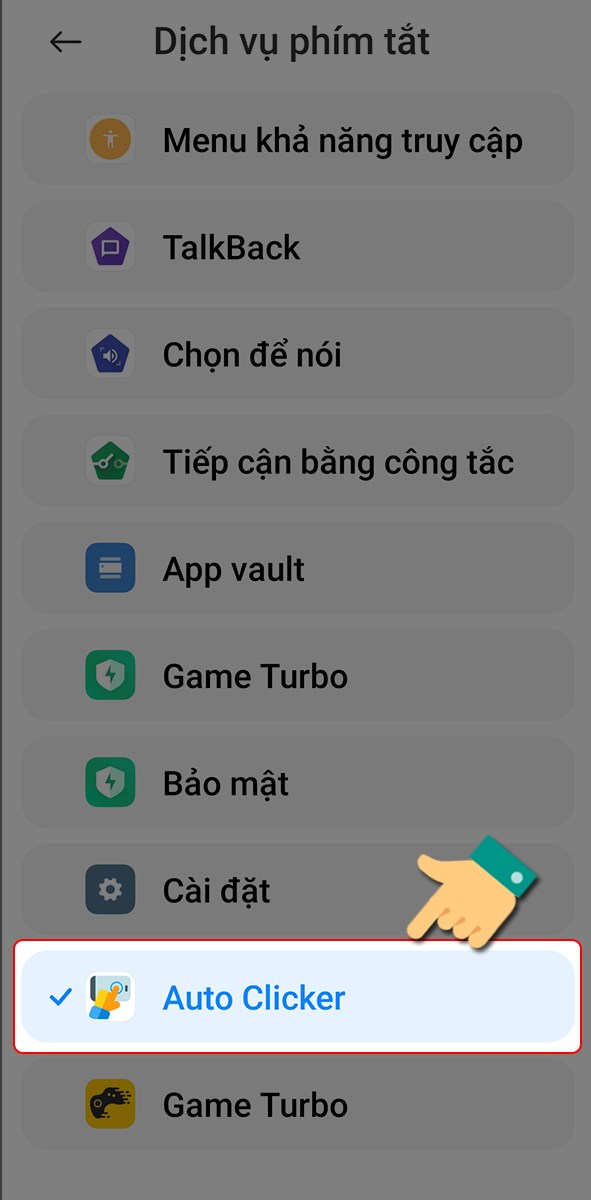 Chọn ứng dụng tự động click Chọn ứng dụng tự động click