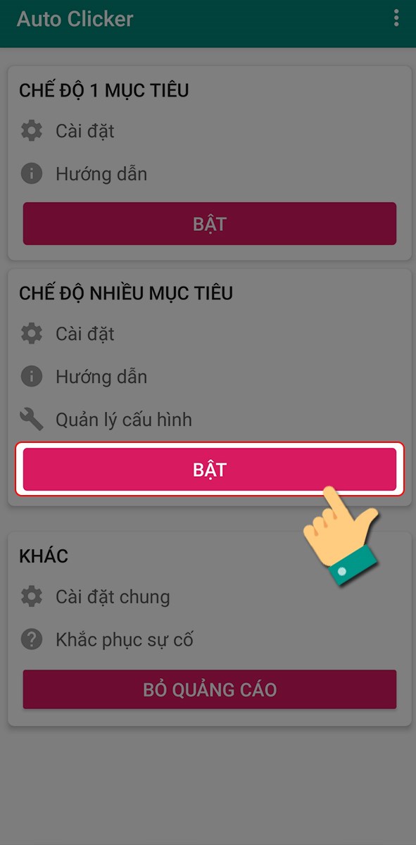 Bật tính năng Bật tính năng