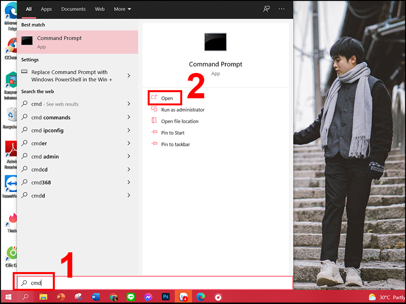 cach-kiem-tra-bao-hanh-laptop-dell-bang-service-tag-nhanh9 Vào ô tìm kiếm Windows để mở Command Prompt