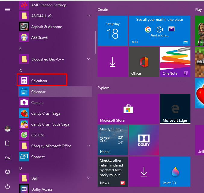 Cách mở nhanh máy tính Calculator trên Windows 7/8.1/10 5