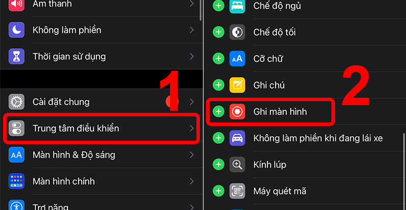 Thêm tính năng Ghi màn hình