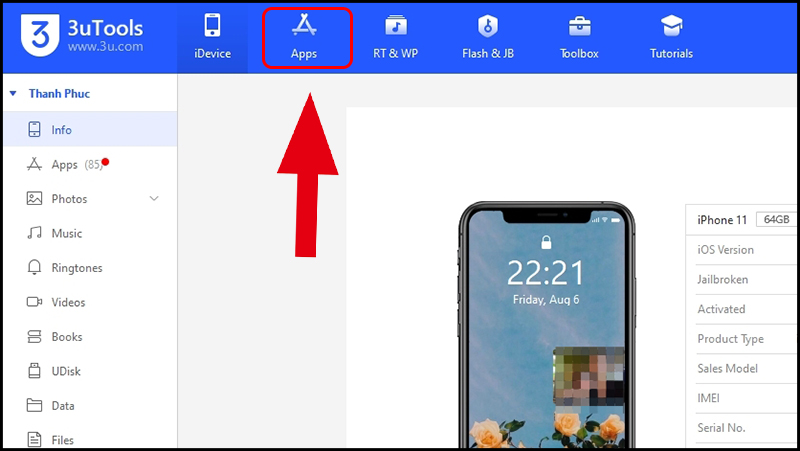 Bấm vào mục Apps