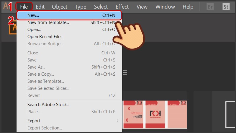 Chọn File và chọn New (phím tắt Ctrl + N) Chọn File và chọn New (phím tắt Ctrl + N)