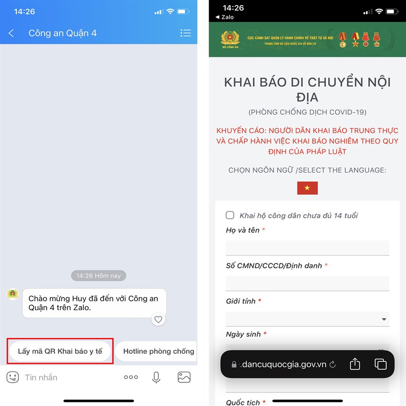 Cách tạo mã QR khai báo y tế trên Zalo Cách tạo mã QR khai báo y tế trên Zalo
