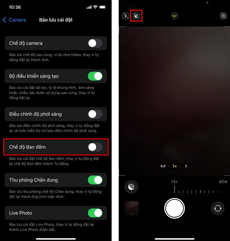 Cách tắt chế độ chụp đêm trên iPhone Cách tắt chế độ chụp đêm trên iPhone