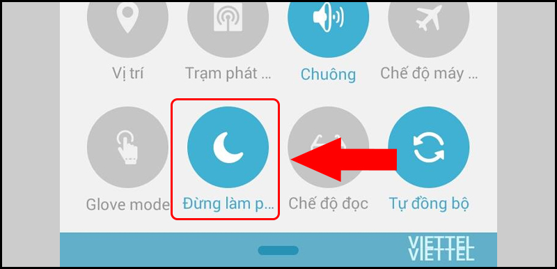 Bật chế độ Đừng làm phiền từ thanh thông báo
