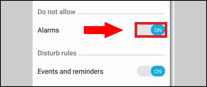 Bật hoặc tắt chức năng báo thức trong Do not allow