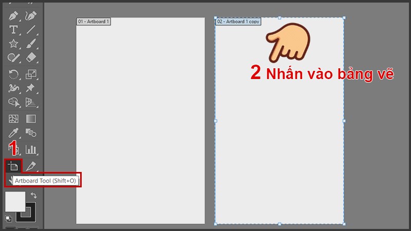 Chọn công cụ Artboard Tool nhấn vào bảng vẽ muốn đổi kích thước Chọn công cụ Artboard Tool nhấn vào bảng vẽ muốn đổi kích thước