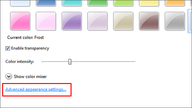 Chọn Advanced appearance settings...