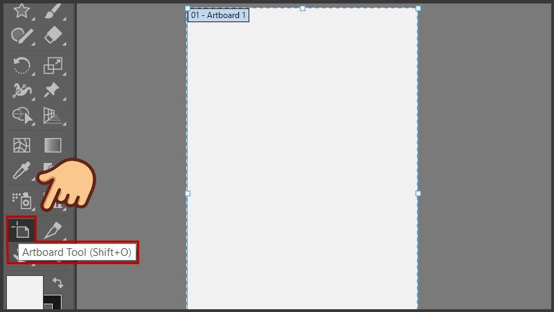 Chọn công cụ Artboard Tool (phím tắt Shift + O) Chọn công cụ Artboard Tool (phím tắt Shift + O)