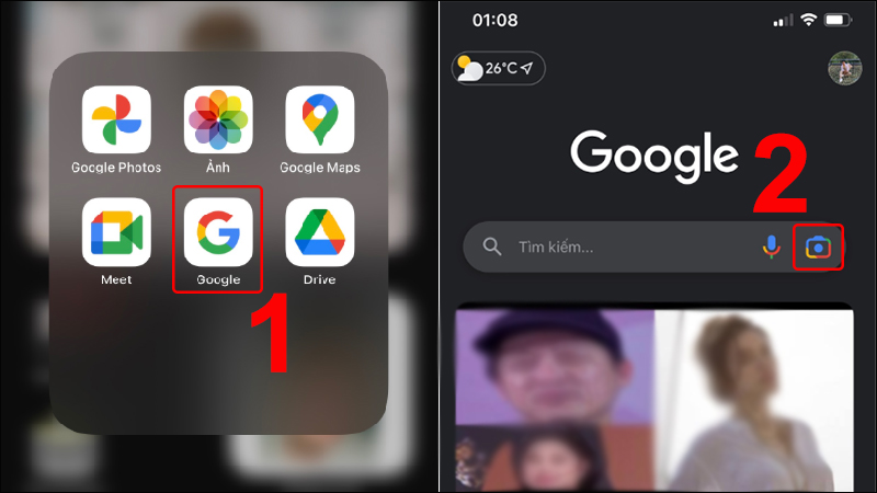 Vào ứng dụng Google