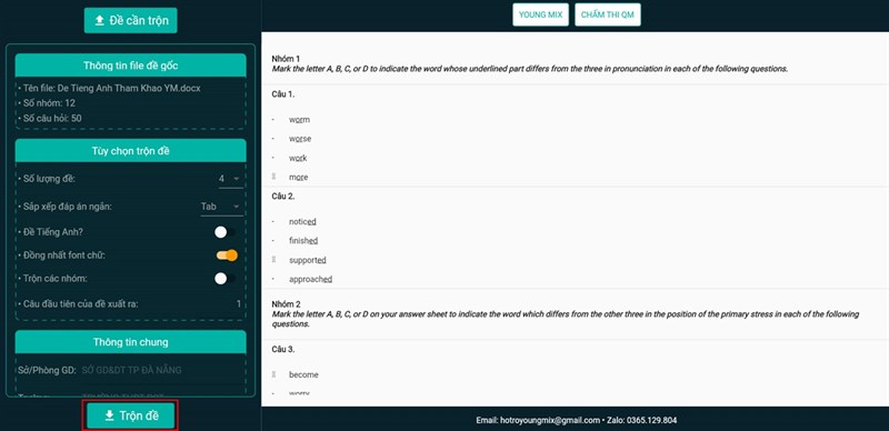 Cách trộn đề trắc nghiệm online-3 Cách trộn đề trắc nghiệm online-3