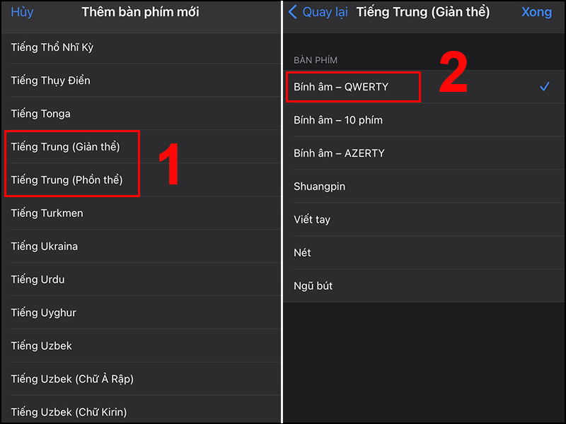 Chọn bố cục bàn phím