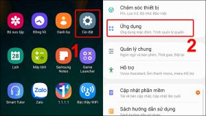 Vào Cài đặt và chọn Ứng dụng