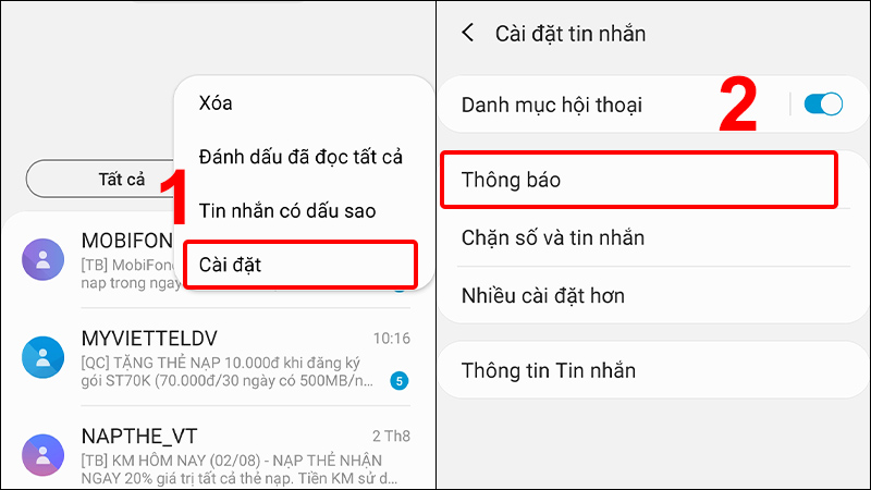cai-dat-tin-nhan-la-ung-dung-nhan-tin-mac-dinh-tre-6-800x450-1 Chọn Cài đặt và nhấn vào Thông báo