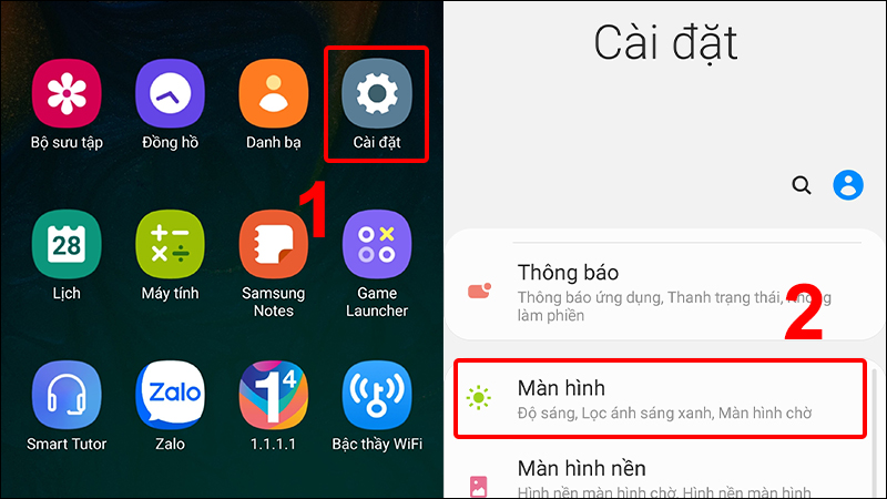 cai-dat-tin-nhan-la-ung-dung-nhan-tin-mac-dinh-tre-8-800x450-1 Vào Cài đặt và chọn Màn hình