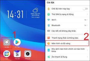 Vào mục Màn hình và độ sáng trong Cài đặt của điện thoại