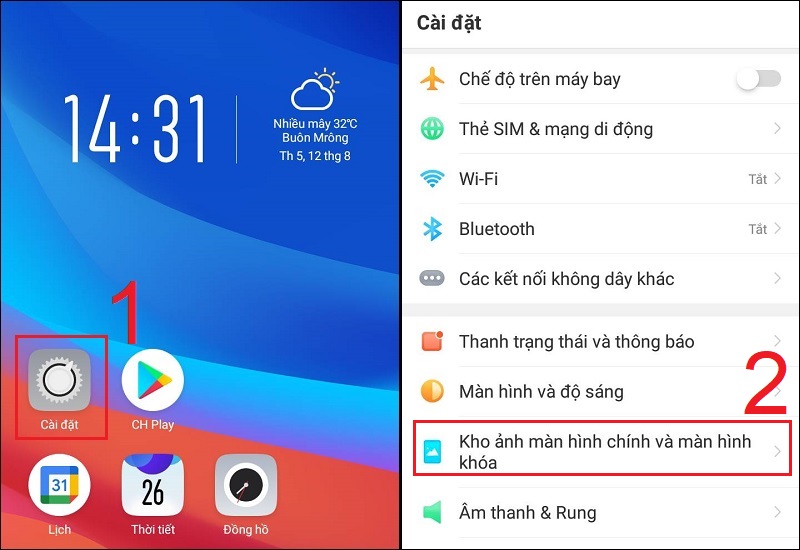 Chọn Kho ảnh màn hình chính và màn hình khóa trong Cài đặt