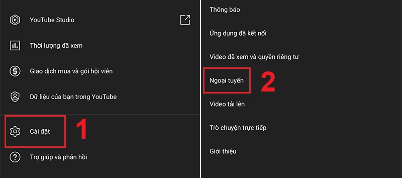 Mở mục Ngoại tuyến
