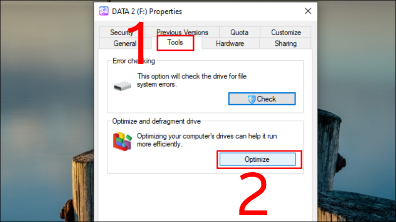 Chọn Optimize tại tab Tool