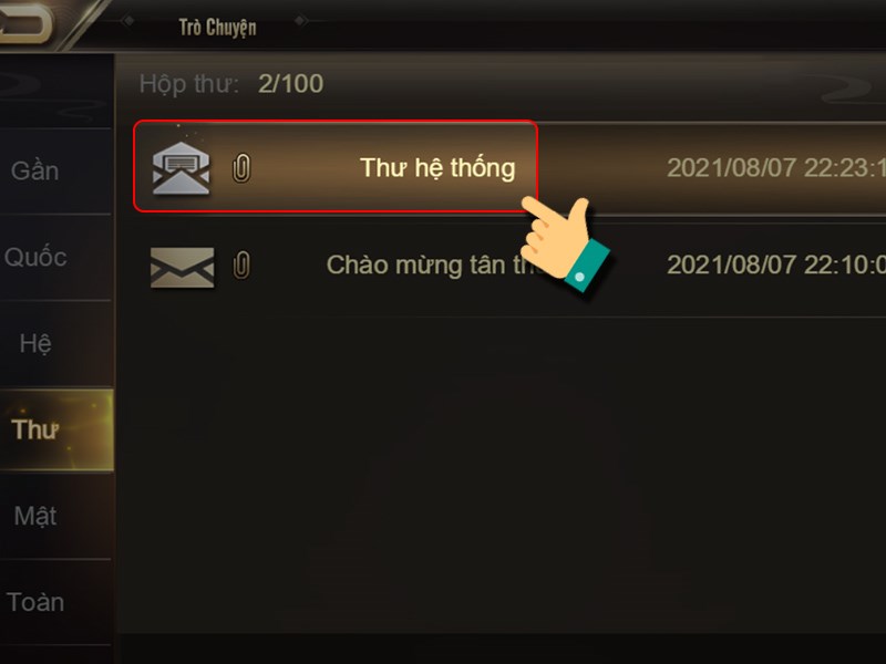 Chọn Thư hệ thống Chọn Thư hệ thống