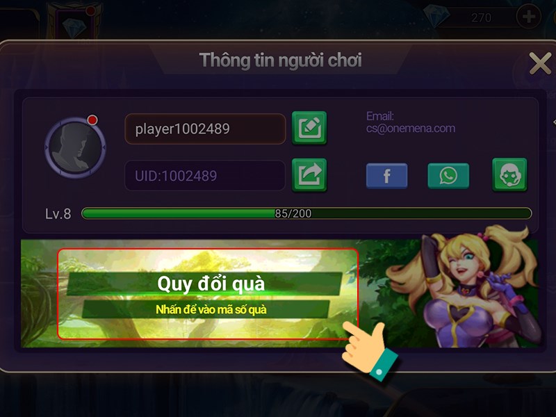 Nhấn vào Quy đổi mã Nhấn vào Quy đổi mã