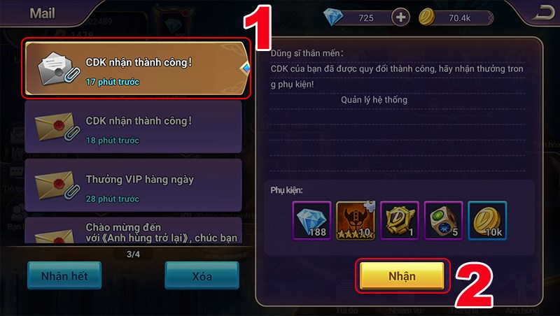 CDK nhận thành công CDK nhận thành công