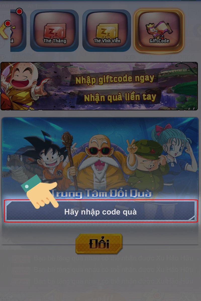 Nhập mã code vào ô Hãy nhập code quà Nhập mã code vào ô Hãy nhập code quà