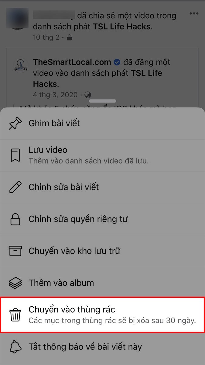 Chọn Chuyển vào thùng rác Chọn Chuyển vào thùng rác
