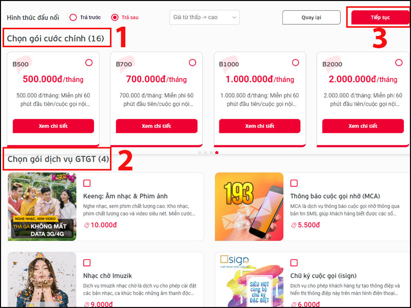 Chọn gói cước và gói dịch vụ GTGT phù hợp
