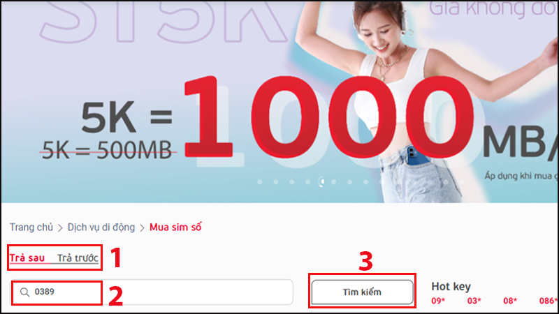 Tìm kiếm số thuê bao 0389