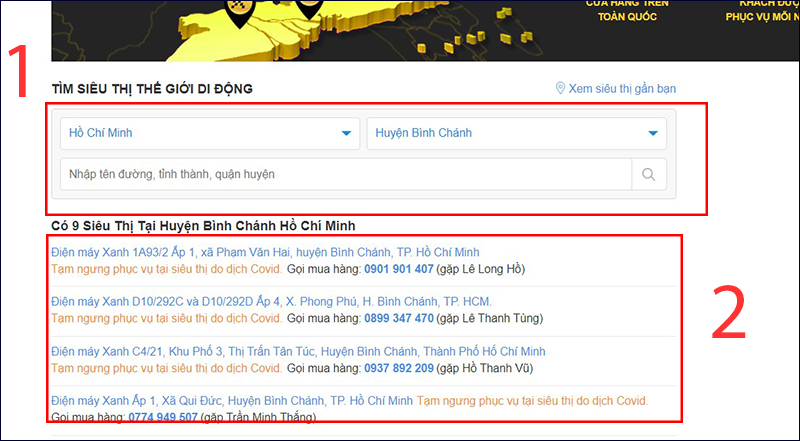 Nhập địa chỉ để tìm